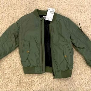 NWT H&M kids army green bomber jacket size 4-5y